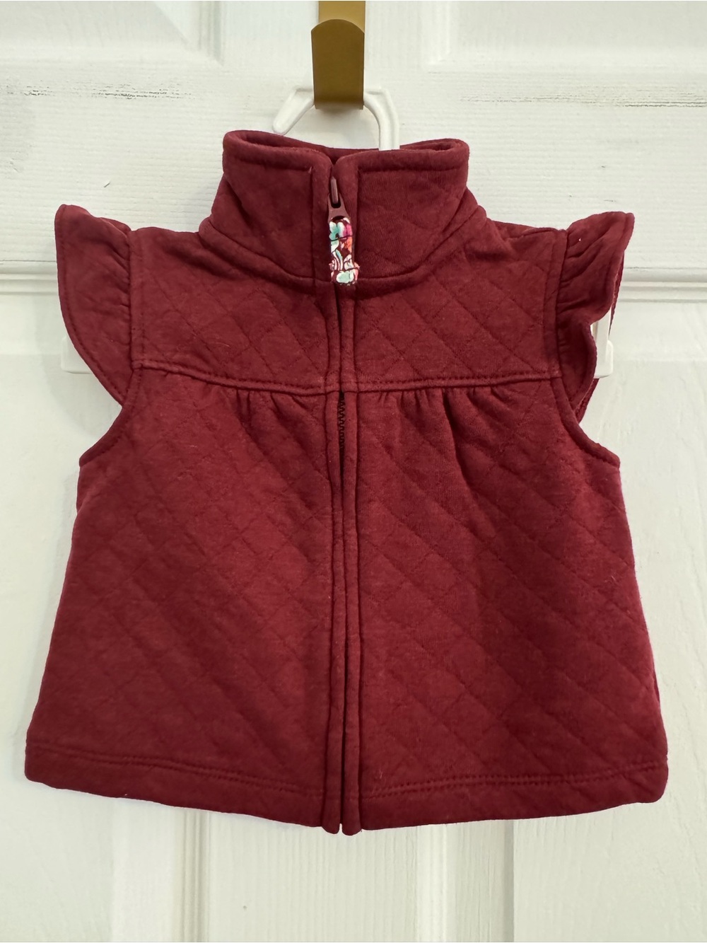 Carter's Quilted Burgundy Girls Zip-Front Vest